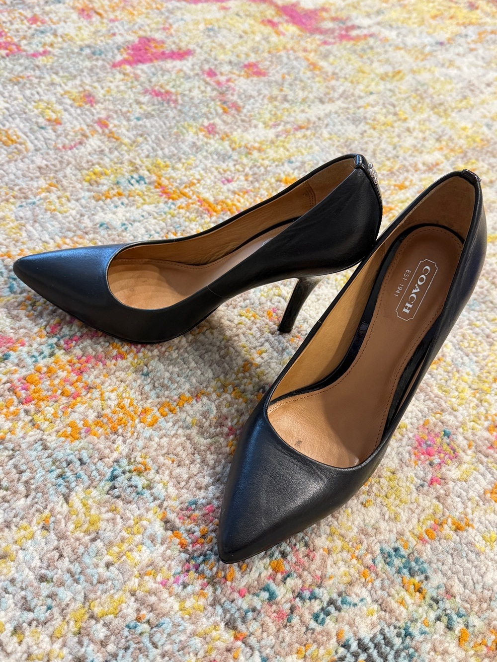 Coach Black Pointed-Toe Leather Heels